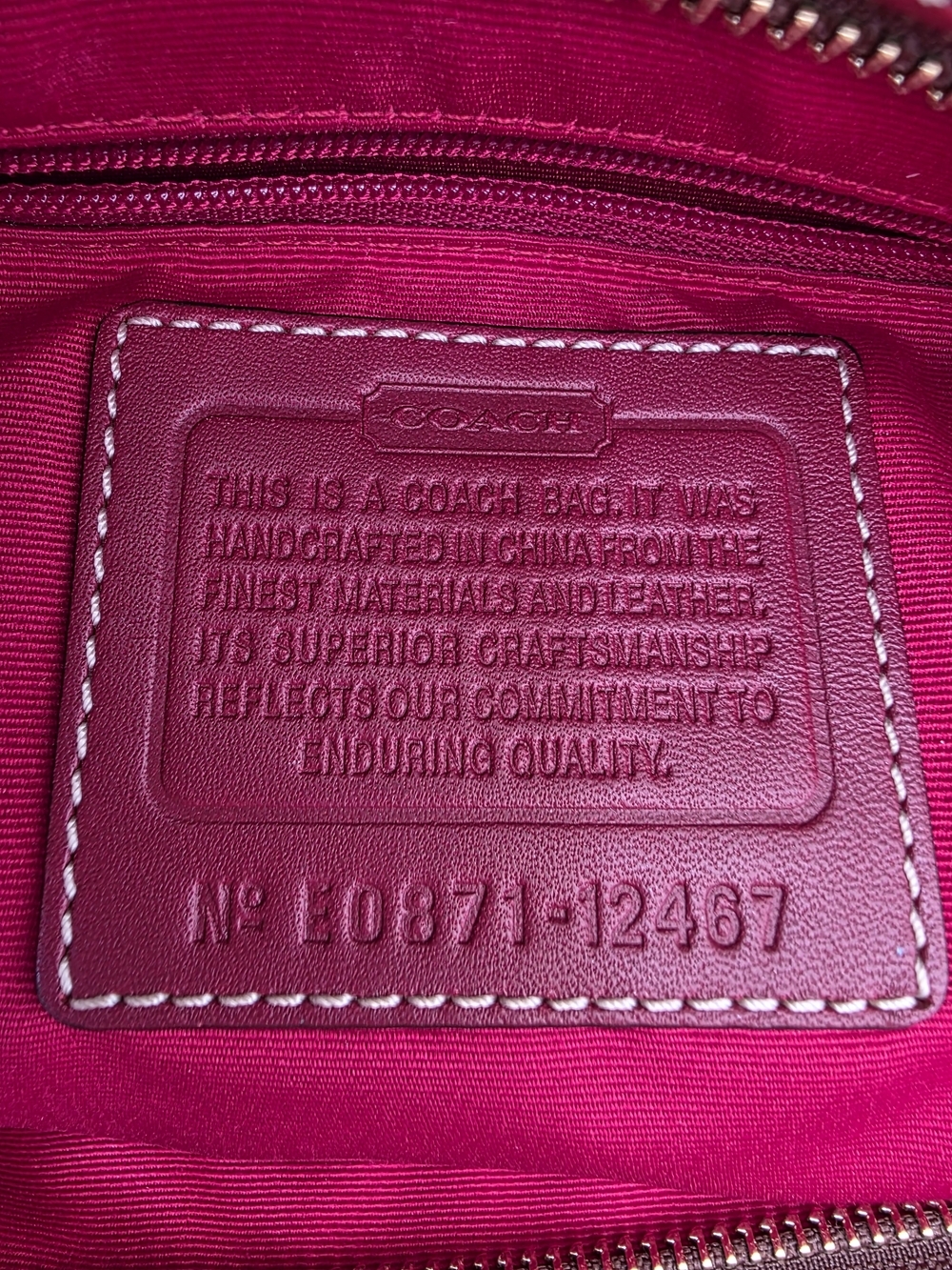 Coach Y2K Hamptons Brown Signature Canvas Tote with Red Leather Trim - Picture 12 of 15
